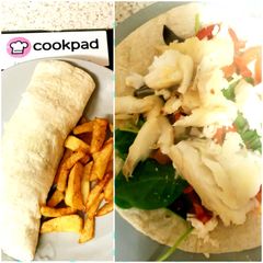 A picture of My Cod Wrap & Salad 😀.