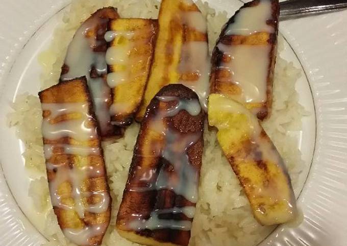 Steps to Prepare Super Quick Homemade Brad&#39;s fried plantains over rice