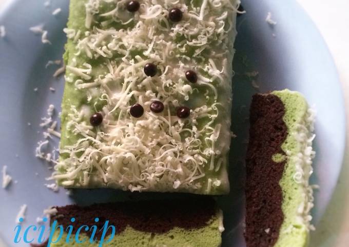 Cara Gampang Membuat Brownis kukus Choco Macha latte (By_chocolattos) yang Menggugah Selera