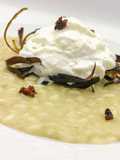 Risotto Riserva Cascina Alberona con Melanzane, Stracciatella e Guanciale