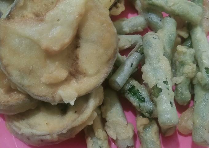 Tempura sayuran (buncis dan terong)