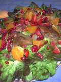Ensalada de Perdiz escabechada y Frutas