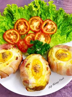 Hình của món Thịt Xông Khói Cuộn Khoai Tây.