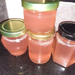 A picture of Pink apple jelly with Christmas flavour.