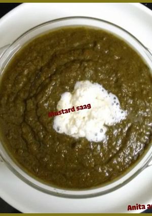 A picture of Indian authentic mustard saag (leaves of mustard)#post 41.