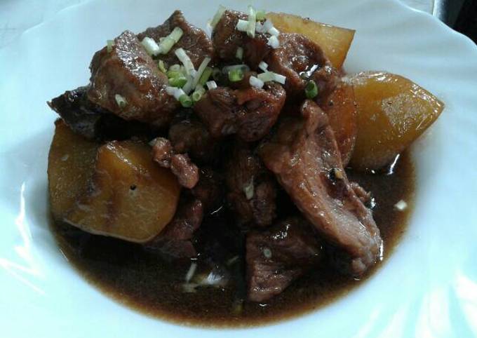 Easiest Way to Make Ultimate Pork and Potatoes in Soy Sauce (Adobo)