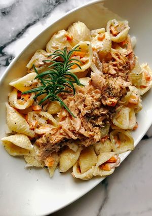 Hình của món Mì pasta cá ngừ và sốt bơ kem- Tuna pasta cream cheese.