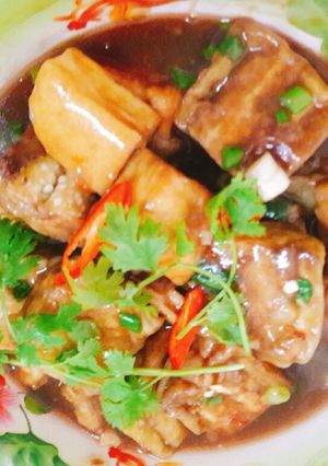 Hình của món Cà tím tàu hủ áo bột sauce.