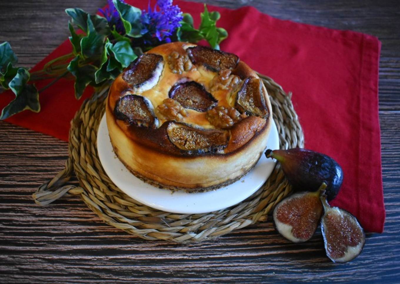 Cheesecake de cabra, higos y nueces