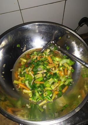 Foto resep Oseng Pelangi (Sawi Hijau, Wortel, dan Jagung Muda)
