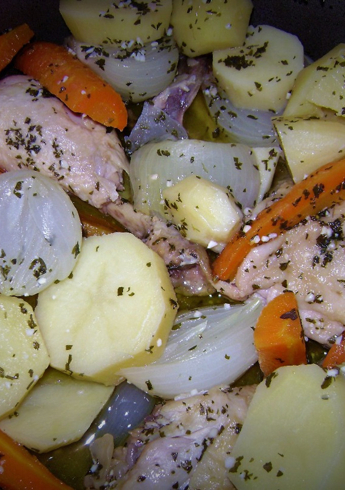 Una foto de Pollo con verduras al vinagre 🐥