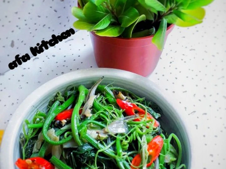 Cara Mudah Membuat Resep Tumis daun labu siam&amp;amp;teri yang Lezat Sekali Anti Ribet, Mantap Sekali