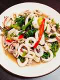 Spicy Stir-Fried Squid with Basil (Pad Krapow Pla Muek)