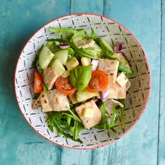 A picture of Cheese and Tomato Salad.