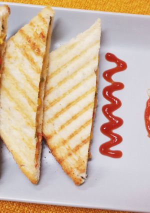 A picture of Vegetable Cheese Grilled Sandwich.