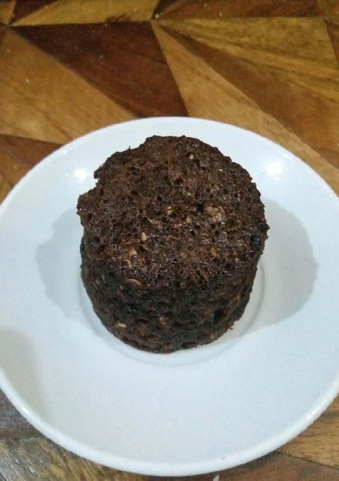 Una foto de Tortitas de avena, chocolate, germen de trigo en microondas