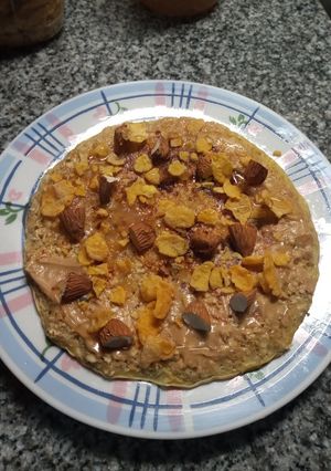 Una foto de "Pancake" de avena, súper sano y rico