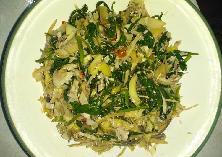 Tumis kangkung +jantung pisang