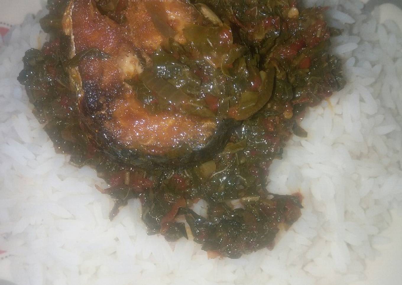 White rice with miyan alayyahu