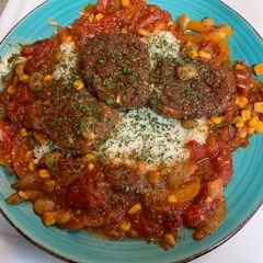 A picture of Bobby”s Venison with rice and sucatash.