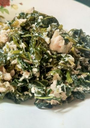 Foto resep Urab daun pepaya jepang mix tempe