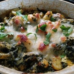 A picture of Creamy Gnocchi and Shrimp Bake.