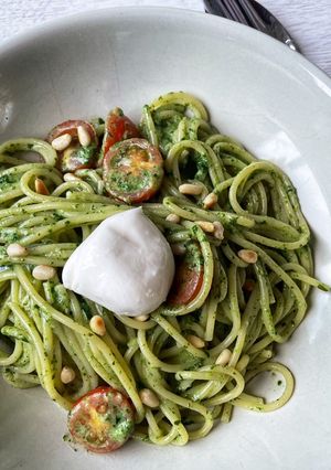 Spaghetti mit Blattspinat Rezepthauptbild