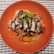 Couscous with Roasted Vegetables and Grilled Pork Belly