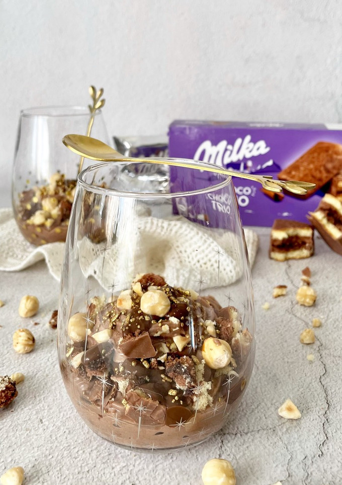 Una foto de Vasitos Milka Choco Trío con avellanas