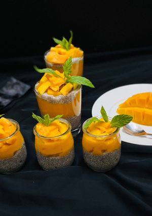 A picture of Mango chia pudding.