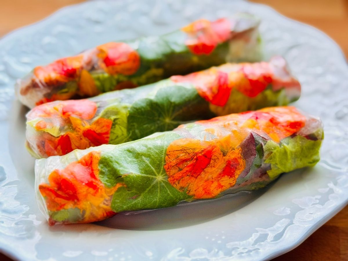 Gỏi Cuốn Thịt Xá Xíu & Hoa Sen Cạn