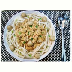 A picture of BEEF STROGANOFF WITH LONG MACARONI! 🍝😋.