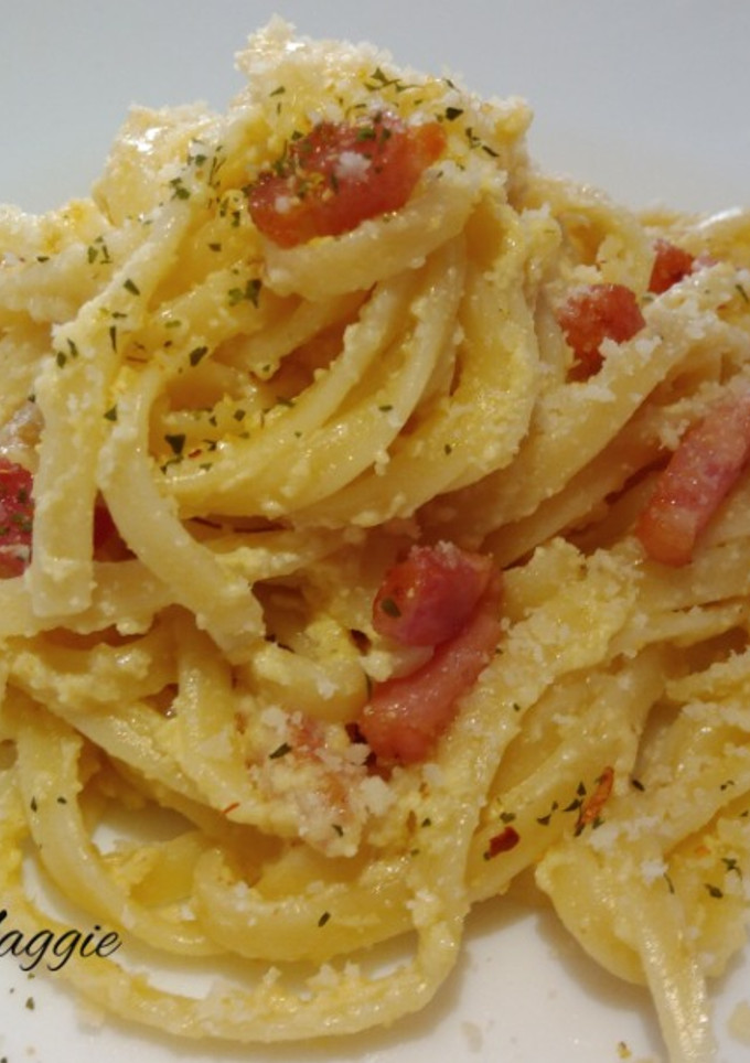 Una foto de Espaguetis a la carbonara