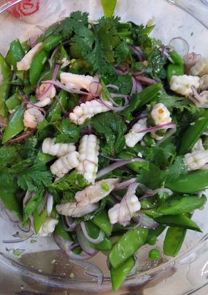 A picture of Squid salad with lime n coriander.