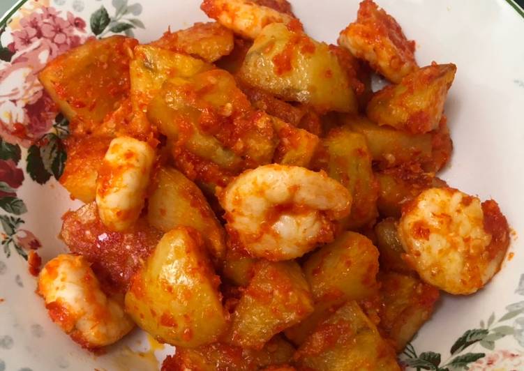 Resep Kentang udang balado yang Enak Banget