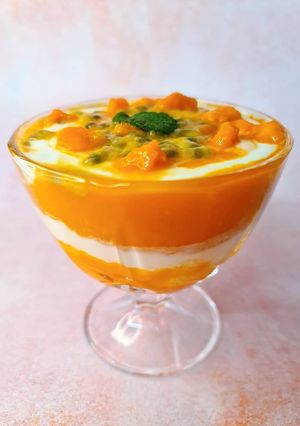 A picture of Mango & passion fruit fool.