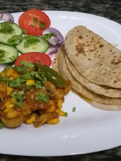 A picture of Mushroom,sweetcorn, paneer n capsicum#authors marathon.