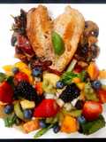 Basil Garlic Chicken with Fruit Insalata/ Salad (A Healthy Meal)