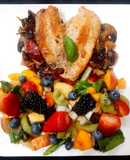 Basil Garlic Chicken with Fruit Insalata/ Salad (A Healthy Meal)