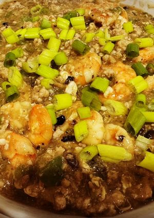 A picture of Shrimp with Black Bean Sauce.