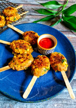 A picture of Sweetcorn Lollipops / Sweetcorn Cutlets.