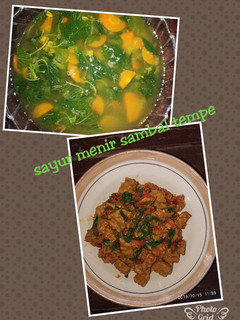 Foto resep Sayur menir bayam + wortel, sambal tempe