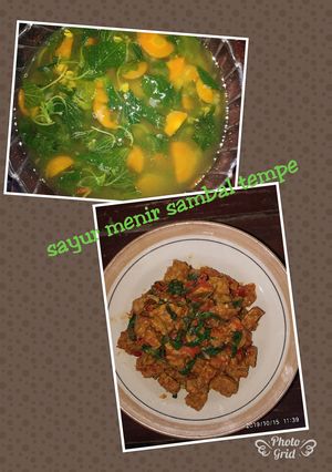 Foto resep Sayur menir bayam + wortel, sambal tempe