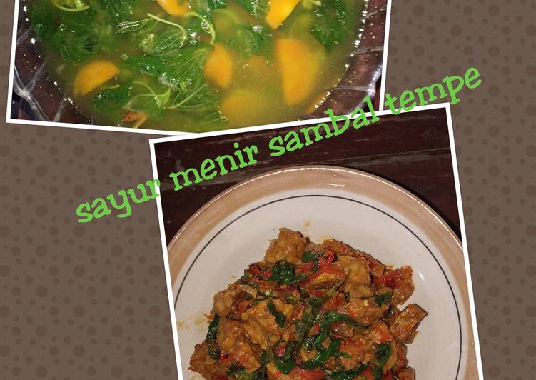 Sayur menir bayam + wortel, sambal tempe