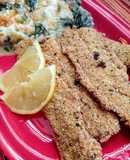 Milanesas de pencas con acelgas gratinadas