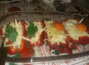 Una foto de Morrones rellenos