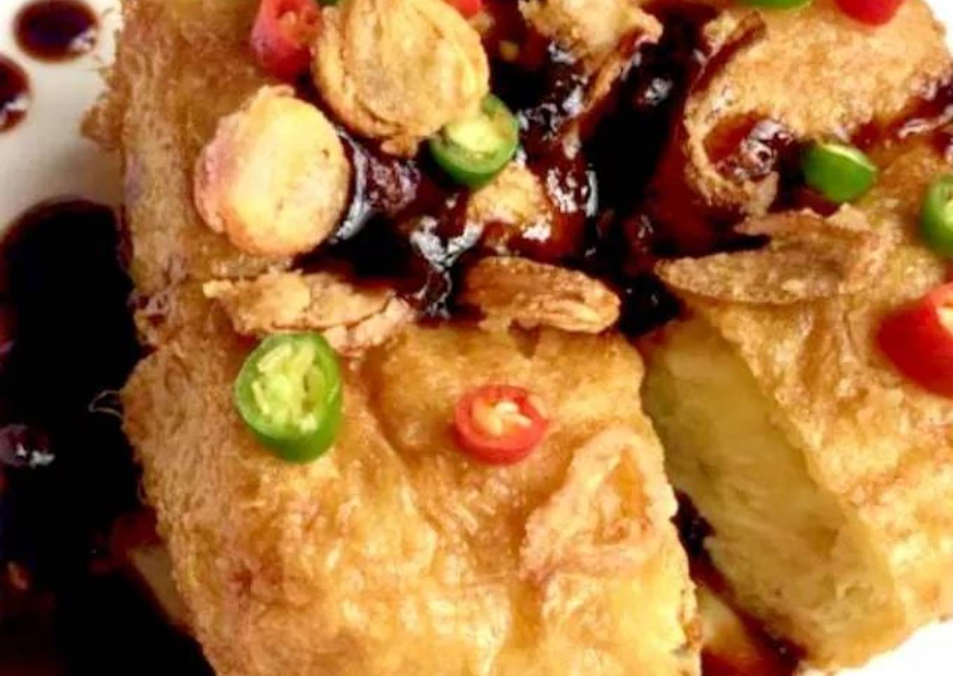 Tauhu Begedil + sos gelap