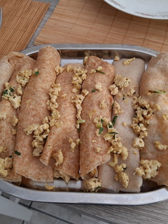 Foto de Panquecas integrais recheadas de frango