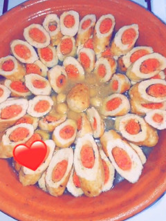 صورة لوصفة طاجين اصابع المرقاز بالدجاج