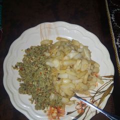 A picture of Chips with sardine & egg source.